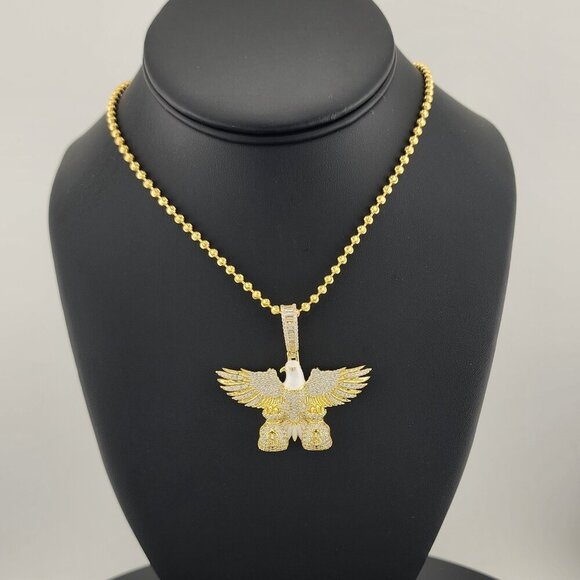 Sterling Silver 925 Flying Eagle Necklace with Two Money Bags – Bold & Symbolic